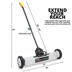 NEIKO 53416A 24” Rolling Magnetic Sweeper with Wheels, 50 Pound Capacity, Adjustable Handle & Floor Magnet Clearance Height, Metal Pick Up and Nail Magnet, Floor Sweeper for Construction, Shop, Etc.
