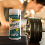 Wipex Original Fitness Equipment Wipes - EWG Verified - 50 Count Plant Based Gym Wipes for Equipment, Yoga Mat Cleaner, Peloton Cleaner, Lemongrass, Eucalyptus & Vinegar (Pack of 12)