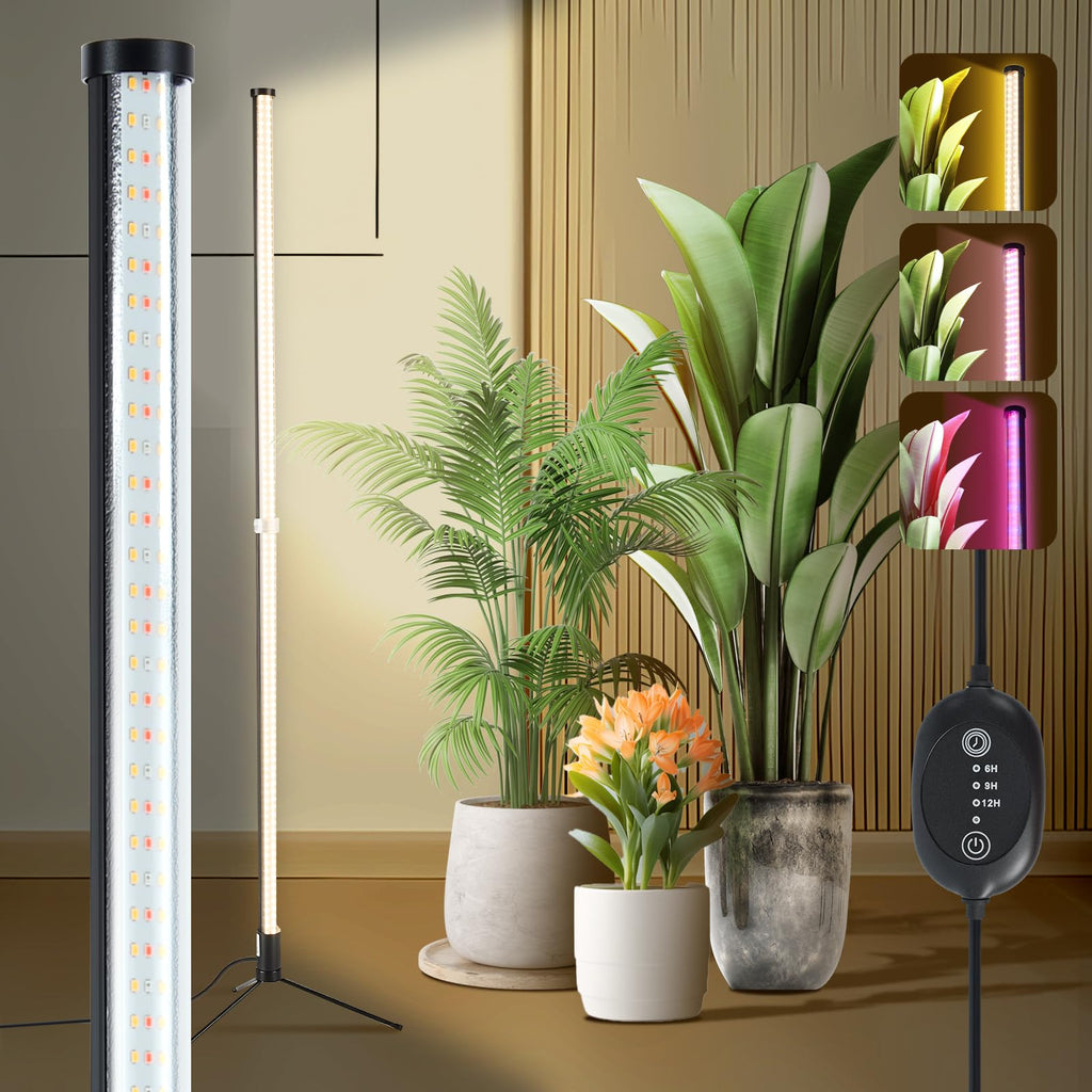 Atmel Standing Grow Lights for Indoor Plants with Timer 4Ft, 3 Adjustable Modes Full Spectrum Plant Lights for Indoor Growing, 243 LED Plant Grow Light for Flowering, Office, Indoor Garden