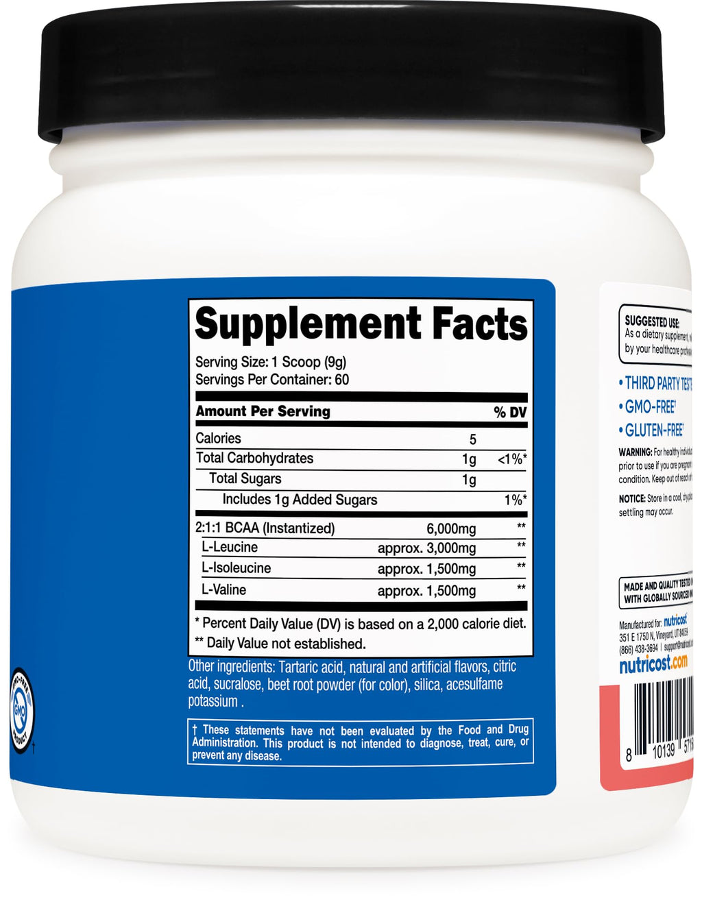 Nutricost BCAA Powder 2:1:1 (Watermelon) - 60 Servings