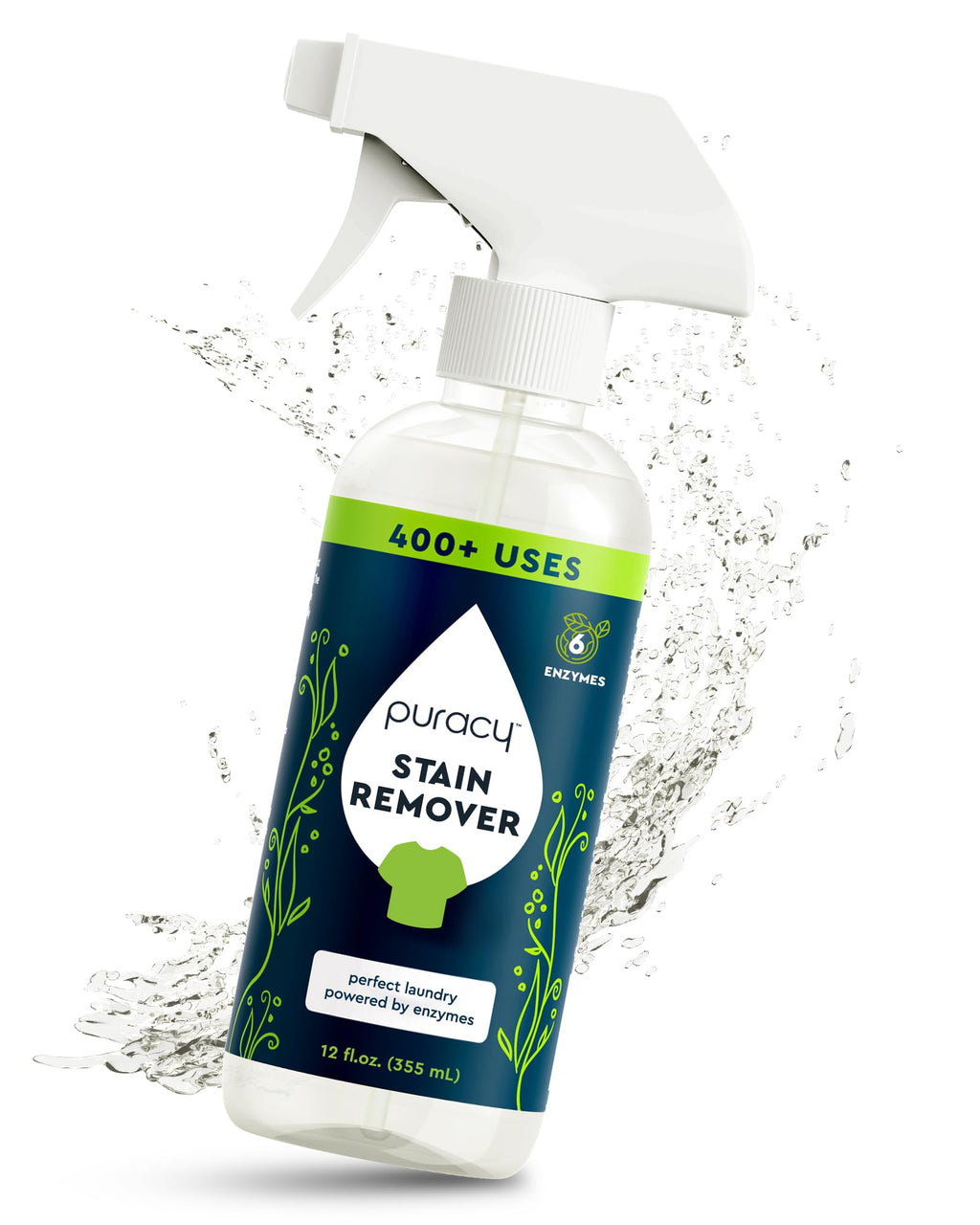 Puracy Stain Remover, Travel and Laundry Stain Cleaner for Clothes, Baby Essentials, Kids Stains, Oil and Fabric Spot Cleaner (Stain Remover Spray, 12 fl oz)