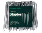 FEED GARDEN 6 Inch 100 Pack Galvanized Landscape Staples Plant Cover Stakes 11 Gauge Tent Stakes Garden Stakes Landscaping Fabric SOD Pins Yard Stakes for Decoration Weed Barrier Fabric