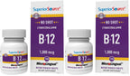 Superior Source No Shot Vitamin B-12 Cyanocobalamin 1000 mcg - Vitamin B-12 to Support Energy Production, Brain Health & Overall Wellness - Sublingual Tablets - 100 Dissolvable Tablets (Pack of 2)