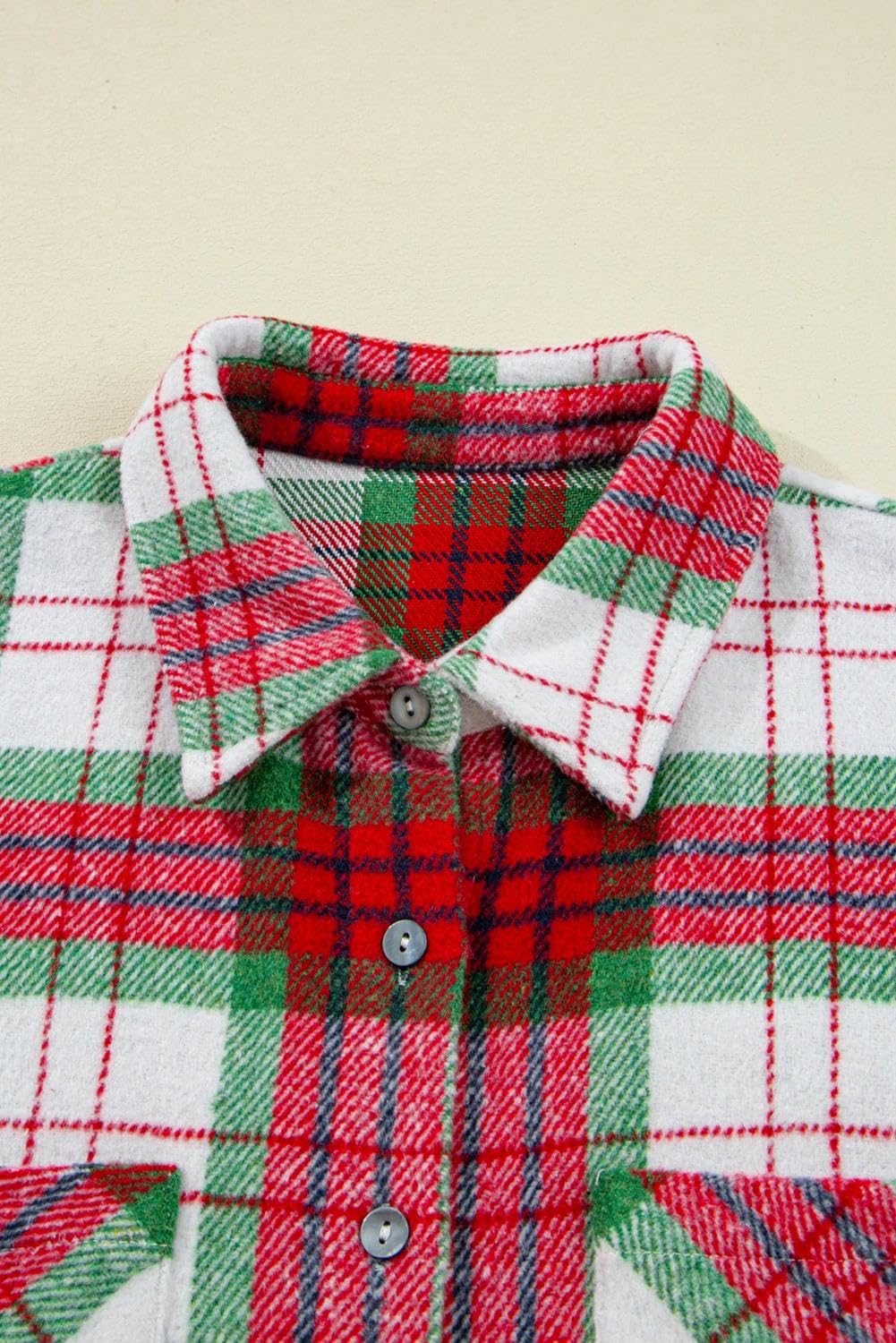 Deer Lady Plaid Flannel Shirts for Women Buffalo Plaid Shirts Oversized Long Sleeve Casual Button Down Blouse Top Christmas Plaid S