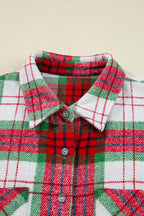 Deer Lady Plaid Flannel Shirts for Women Buffalo Plaid Shirts Oversized Long Sleeve Casual Button Down Blouse Top Christmas Plaid S