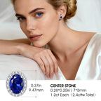 ININY Certified Lab Grown Blue Sapphire Flat Back Stud Earrings, September