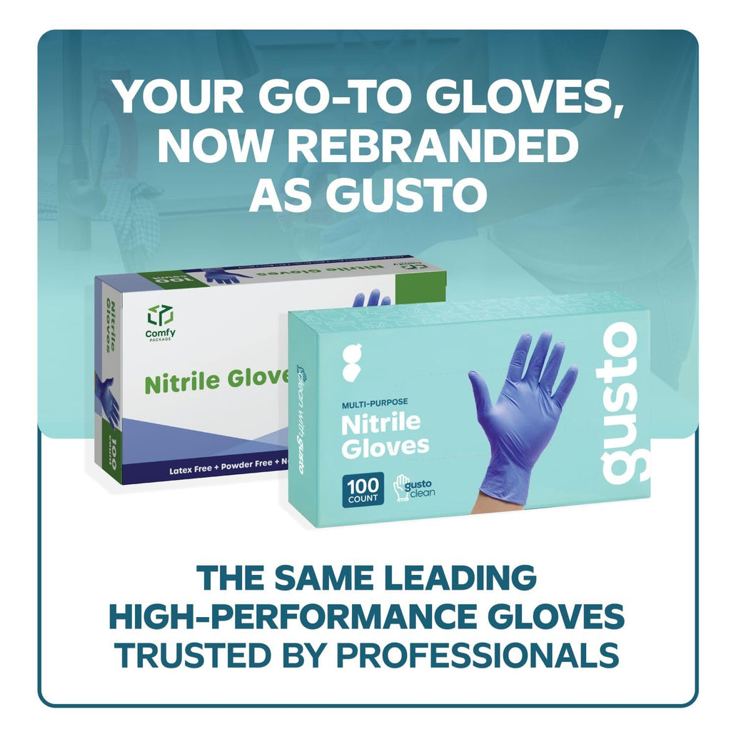 GUSTO [200 Count Blue Nitrile Gloves, Disposable Gloves – 4 Mil, Latex & Rubber Free, Non-Sterile Powder-Free - X-Large (Formerly Comfy Package)