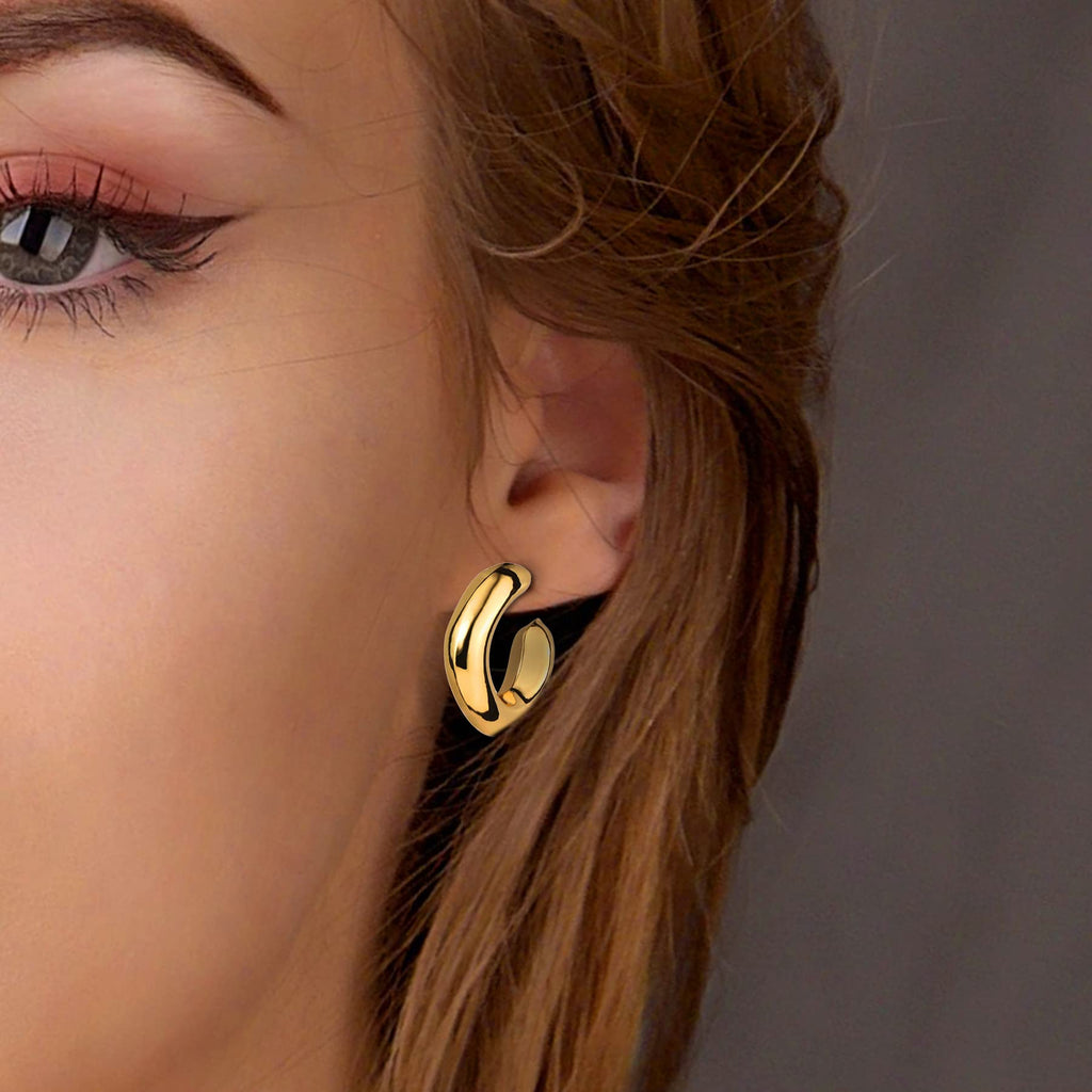 6 Pairs 14K Gold Plated Hoop Earrings for Women Lightweight Chunky Hoop Earrings Multipack Hypoallergenic, Thick Open Twisted Huggie Hoops Earring Set Jewelry for Gifts. (new silver hoops)