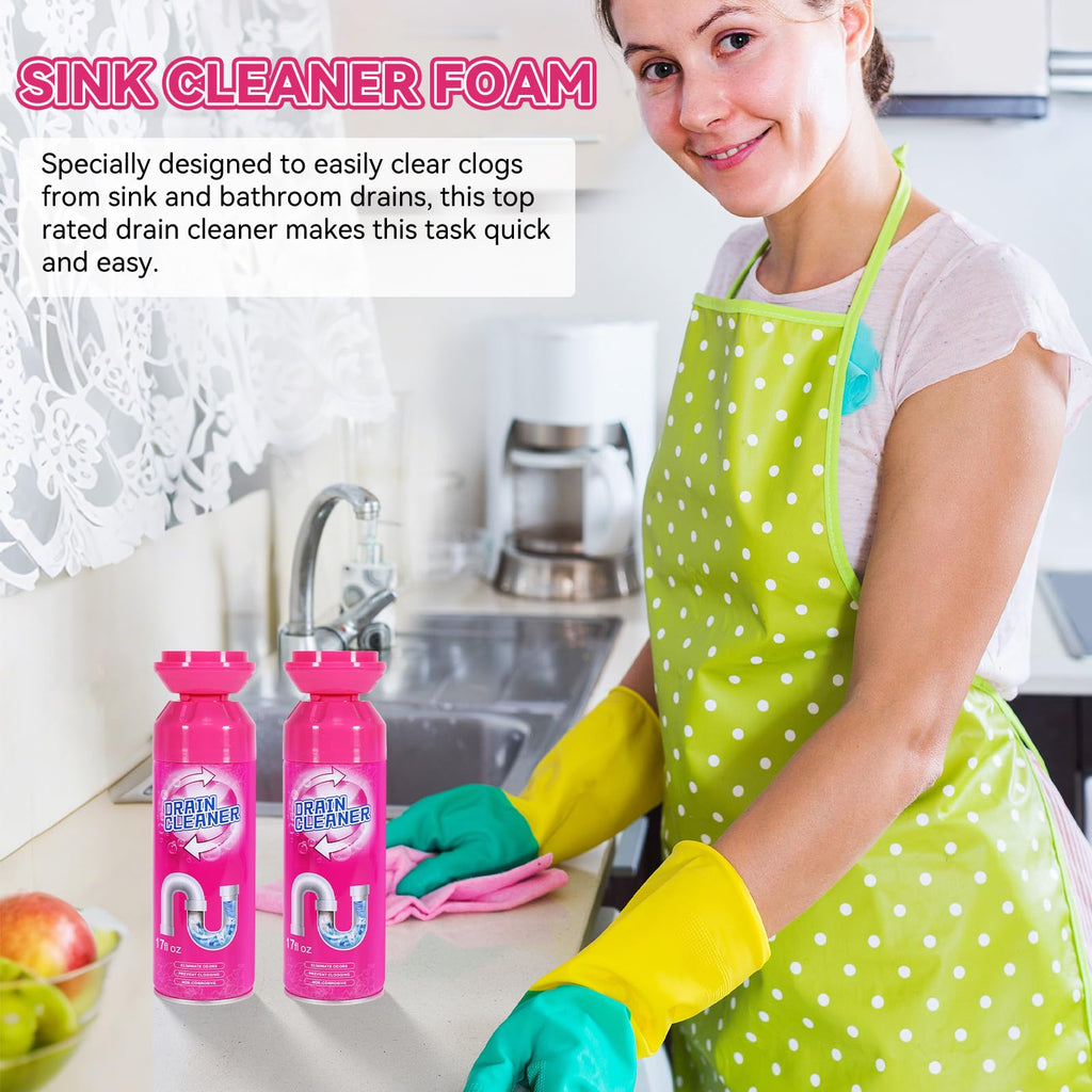 Foaming Drain Cleaner, Sink Cleaner and Deodorizer, Drain Clog Remover for Kitchen Sinks, Tubs, Shower Drains (3 Pcs)