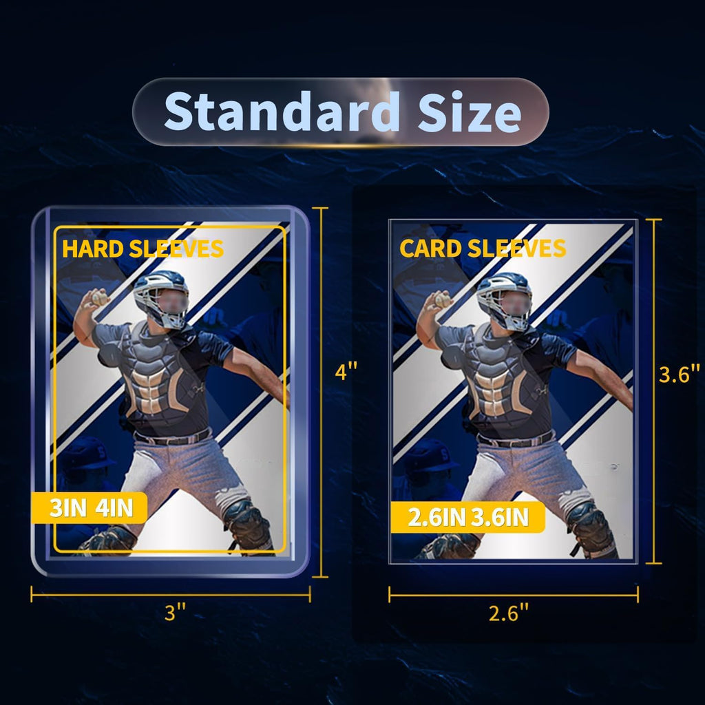 2000 Hard Plastic Card Sleeves, Premium Plastic Baseball Card Sleeves, 3" x 4" Trading Cards Holder, Sports Baseball Football Game Cards Protectors (1000 Hard Sleeve + 1000 Soft Sleeve)