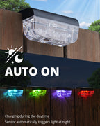Herzila 12 Pack Solar Deck Lights, RGB Color Changing Christmas Solar Fence Lights, Waterproof Step Lights for Outside, Step, Fence, Deck, Stair, Pool and Yard