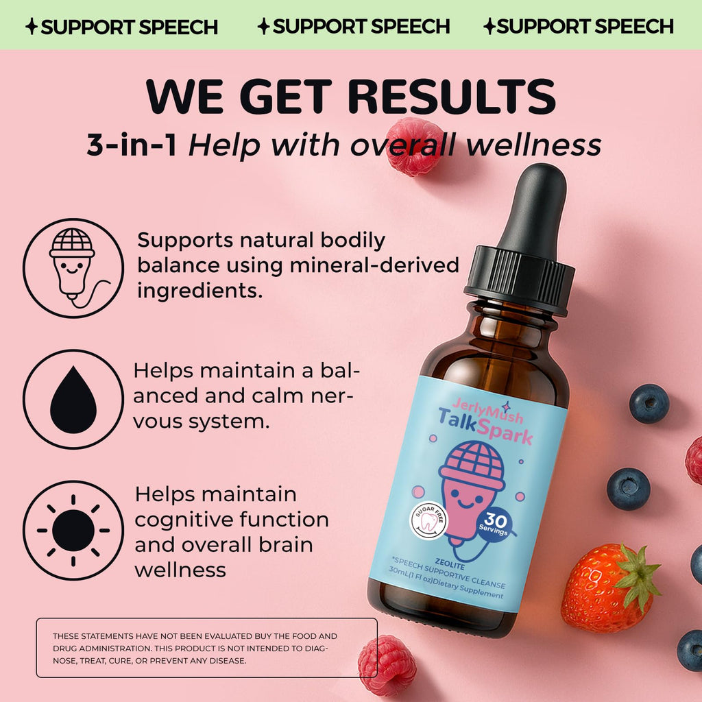 JerlyMush Zeolite Detox for Kids - 3-in-1 Formula Zeolite Drops, Vitamin D & B12, Gentle Daily Support, Natural Mixed Berry Flavor 30mL/1 Fl Oz, Sugar-Free, Gluten-Free