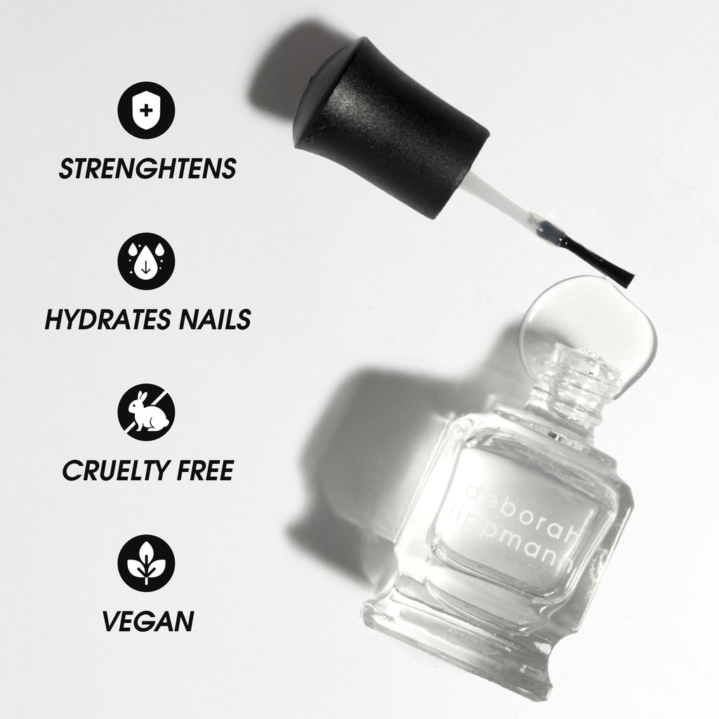 Deborah Lippmann Hard Rock Base and Top Coat | Promotes Healthy Growth for Soft Nails | Diamond Powder Strengthens and Protects Nail Polish | Clear, 50 Fl. Oz