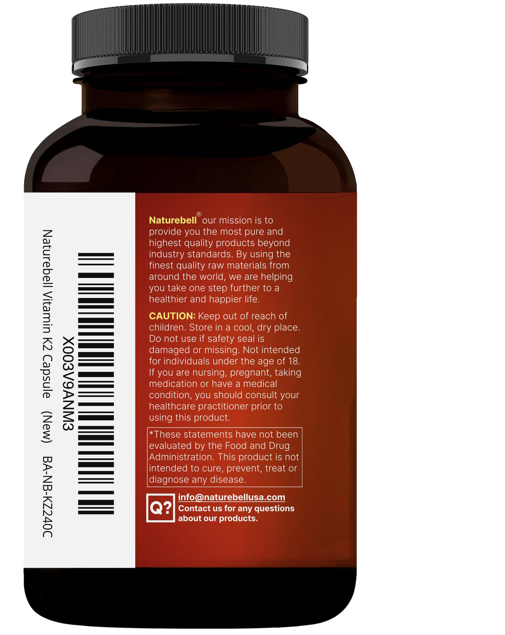 NatureBell Vitamin K2-240 Capsules - 200mcg Double Strength MK-7 & MK-4 Complex - Heart, Bone & Immune Health Support* - Complete K Vitamins Formula