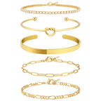 Dainty Non Tarnish Gold Bangle Cuff Tennis Bracelets for Women
