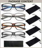 Blue Light Blocking Reading Glasses for Men 4-Pack Stylish Computer Readers with Spring Hinges,Anti Glare/Eye Strain Filter UV Ray Lightweight Reader Eyeglasses,+1.5 Magnification Strength