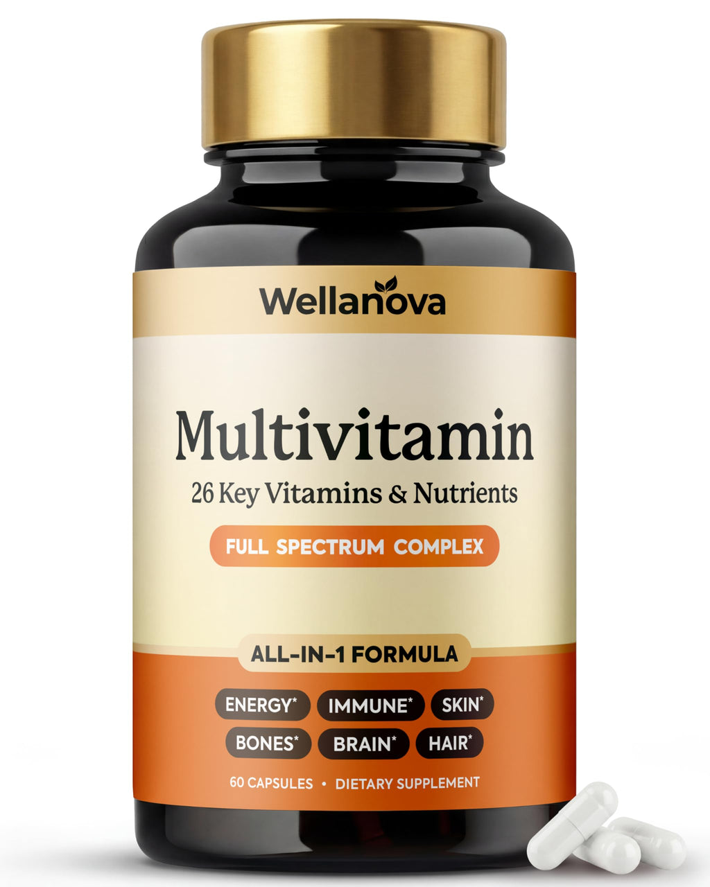 Wellanova Multivitamin for Women & Men 50 and Over– Daily 26 Key Vitamins, Minerals & Nutrients – All-in-1 Multivitamins for Women & Men – 60 Capsules