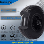 4.10/3.50-4" Tire and Wheel, 10" Solid Tire, 5/8" Bearing with 3/4" & 1/2" Extra Bearings, 4.10/3.50-4 Flat Free Wheels, 2.2" Offset Hub for Hand Truck Garden Wagon Cart Trolley Dolly - 2 Pack
