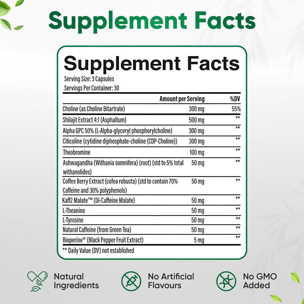 Executive Focus AM Nootropic Brain Supplement – Memory, Focus & Mental Clarity Support – Clean Energy Without Jitters – Cognitive Boost for Attention & Productivity – 30 Day Capsules