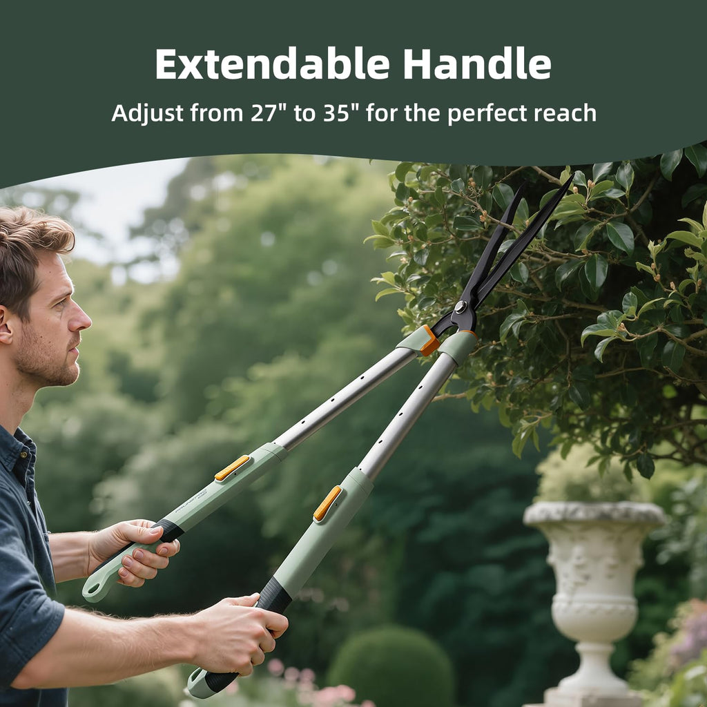 PrunePro® Extendable Hedge Shears Lightweight Ultra Sharp Blade for Bushes