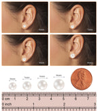 HAINBAG 9mm Pearl Earrings for Women, Hypoallergenic 925 Silver Post Studs