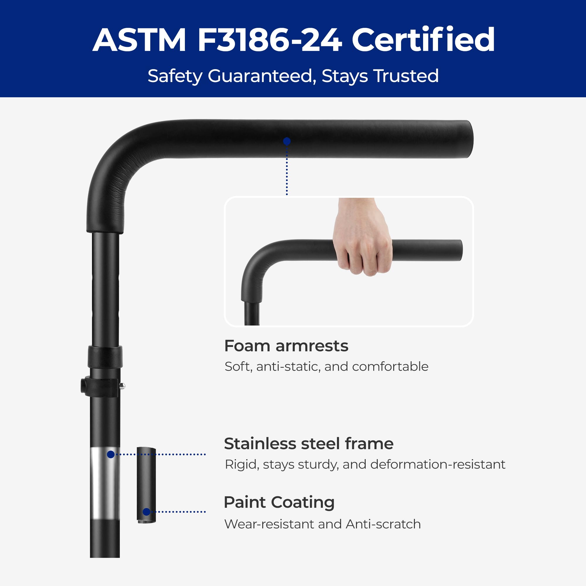 L1 Stand Assist Rail for Couch, Chair Stand Assist Aid for Elderly, Elderly Assistance Products, Disabled, Senior Mobility Aids Adjustable Safety Grab Bar for Sit, Stand, Couch Cane