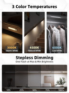 EZVALO Under Cabinet Lighting with Charging Station, 8 inch Motion Sensor Light Indoor, 1100mAh Rechargeable LED Light, 3 Color Temperatures, Dimmable Counter Lights for Kitchen, Closet, Stair (3Pack)