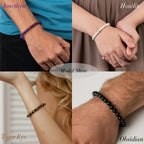 Jewdreamer 16PCS Natural Crystal Bracelets for Women Men - 8mm Semi-Precious Gemstone Beaded Bracelets, Round Gemstones Stretch Bracelet, Yoga Bracelets Jewelry Gift