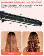 5 in 1 Curling Wand Set: Ohuhu Curling Iron Wand 5Pcs 0.35 to 1.25 Inch Interchangeable Ceramic Barrel Heat Protective Glove 2 Clips Dual Voltage Hair Curler for Girl Women Mother Christmas Gift Black
