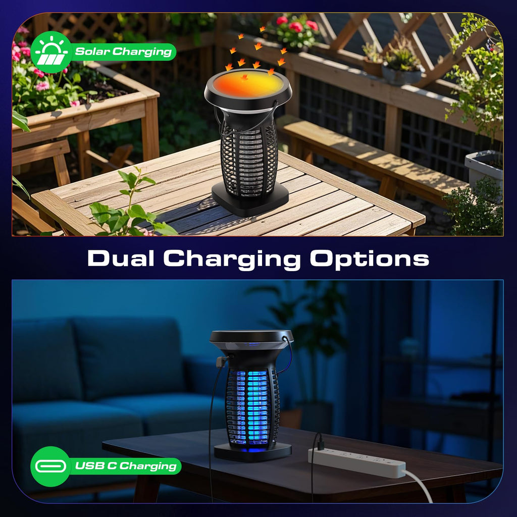 OnBeam Solar Bug Zapper Outdoor, 4200V Electric Mosquito Killer for Patio