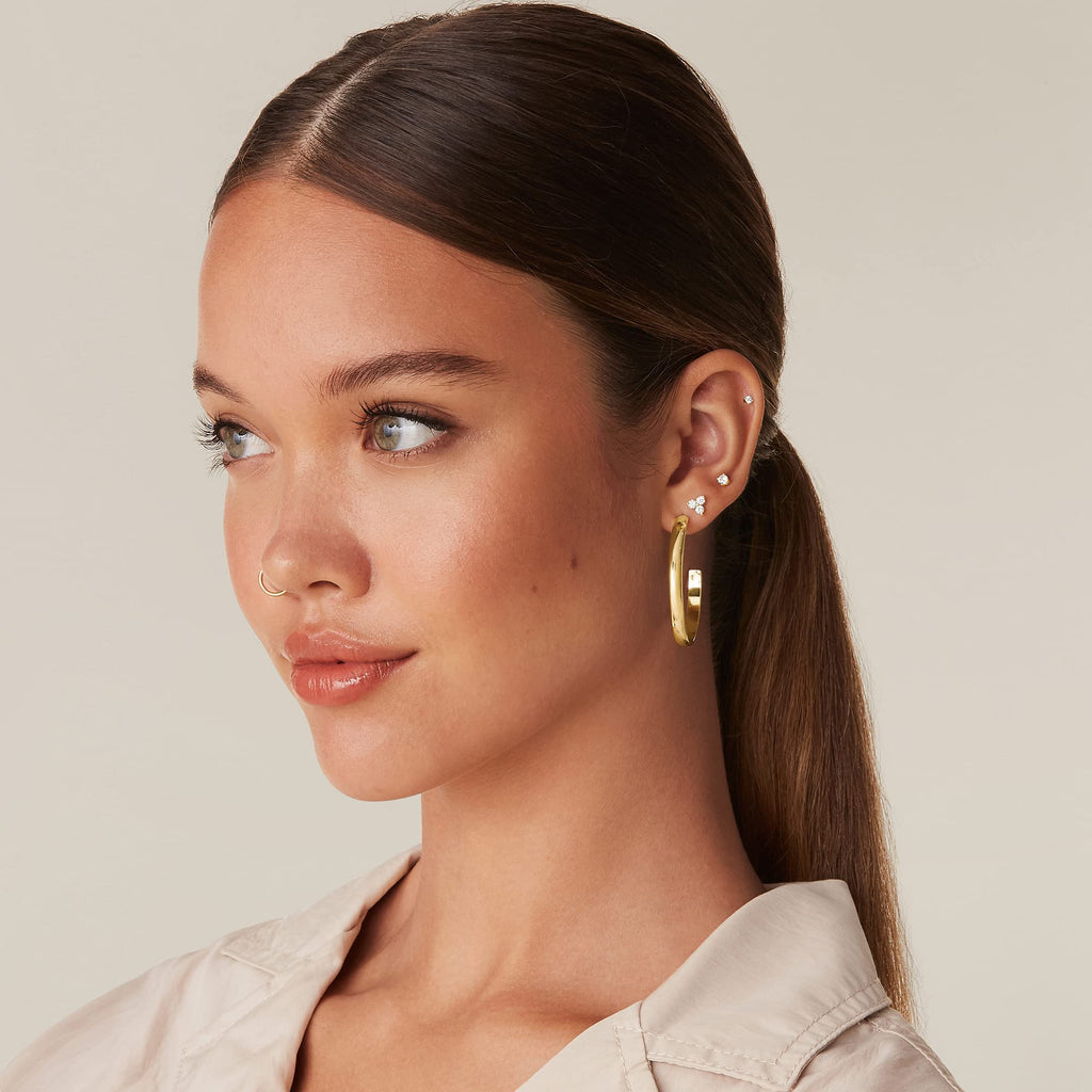 PAVOI Minimalist Huggie Earrings, 14K Gold Plated, Yellow Gold, Size 40