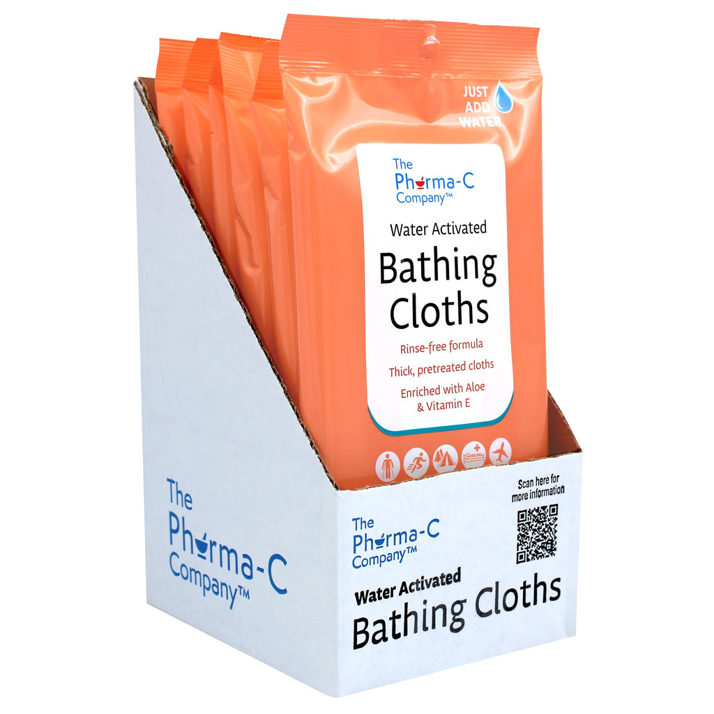 The Pharma-C Company - Water-Activated Bathing Cloths [6 pack - 10ct packs] – Rinse-Free XL Body Wipes for Adults. Pretreated Disposable Bath Wipe for Elderly, Hospice, Camping.