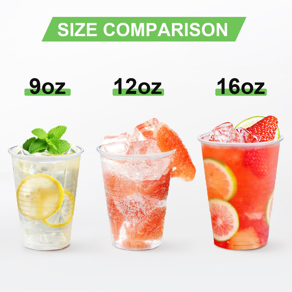 Lamosi 500 Count 9 oz Clear Plastic Cups, 9 Ounce Disposable Cold Drinking Cups for Party, Wedding, Travel, Christmas, Events