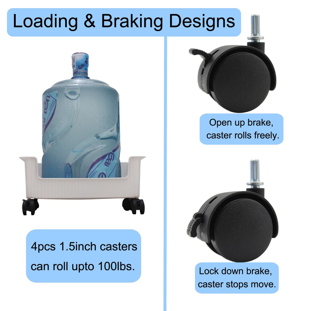 Pndbnq Swivel Caster Wheels 4 Pack 1.5 Inch Locking Casters with 6.25mm Diameter Straight-line Stem, Wheel Replacement for Plastic Furniture Drawer Carts, Boxes, Cabinets, Shelves with Reserved Holes