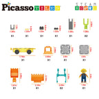 PicassoTiles Magnet Tiles Building Block 2-in-1 Excavator & Backhoe Brick Compatible Construction Playset with Car Base Magnetic Character Action Figure STEM Educational Learning Toy Kit Age 3+ PTU04