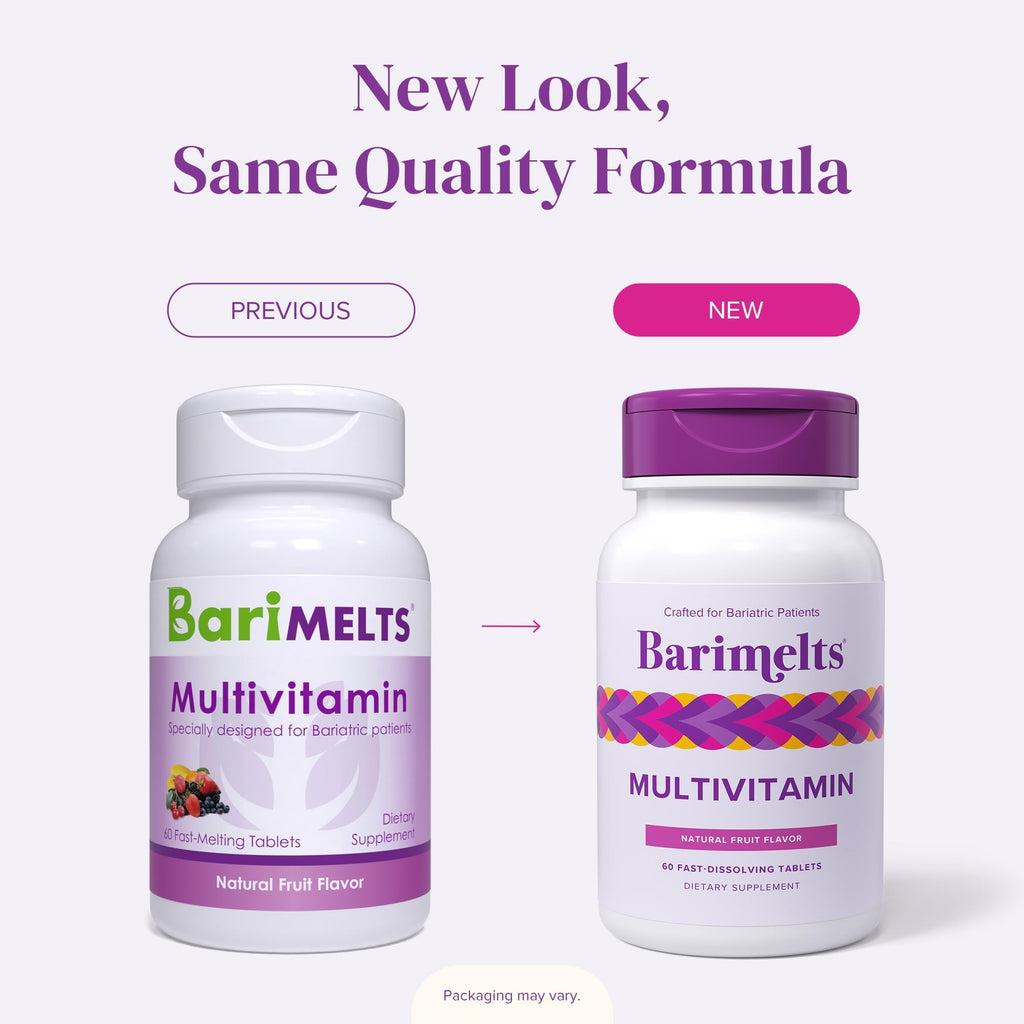 BariMelts Multivitamin, 60 Fast-Dissolving Tablets (1-Month Supply), Sugar-Free Bariatric Multivitamin for Women, Natural Fruit Flavor