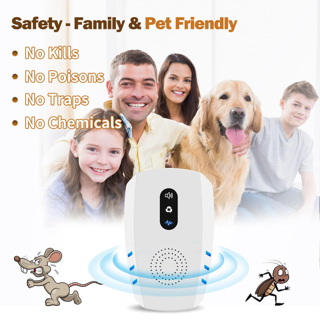 2026 Upgraded Ultrasonic Indoor Pest Repeller, 3-Mode Mouse Traps, 6 Pack