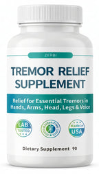 ZERBI Essential Tremor Relief Herbal Supplement – for Hand, Arm, Head, Leg & Voice Tremors – with Skullcap, Passionflower & Valerian – 90 Capsules