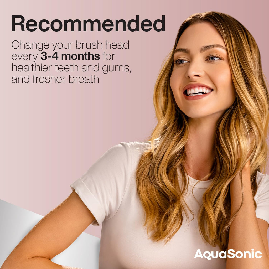 AquaSonic Genuine Icon Replacement Brush Heads | ADA Accepted | Compatible with AquaSonic Icon Toothbrush | 6 Brush Heads | for Normal & Sensitive Teeth (Light Pink)