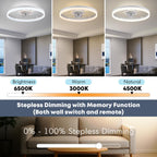FSZDORJ 24'' Ceiling Fan with Light, Upgraded Low Profile Ceiling Fan with Light, Dimmable Flush Mount Ceiling Fan with Light, Fan light, 6 Speeds, App & Remote Control, Quiet Fan for Bedroom, Kitchen