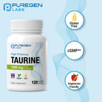 Puregen Labs Taurine 1000mg [High Potency] Total 240 Veg Capsules | No Harmful Additives | Non-GMO, NO Gluten and Dairy - 240 Servings