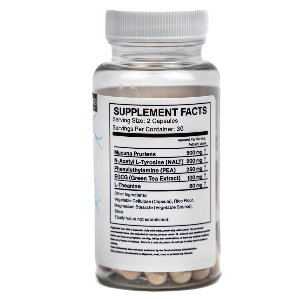 Noozi Dopamine Support Supplement – Mucuna Pruriens (L-DOPA), N-Acetyl L-Tyrosine, Phenylethylamine, L-Theanine & EGCG – Brain Support, Focus, Motivation & Cognitive Performance Nootropic Capsules