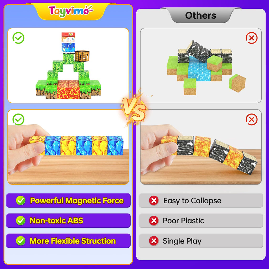 Magnetic Blocks 100PCS Kids Toys Magnetic Building Blocks Sensory Stem Boys Toys Ages 3-5 4-6 5-7 Classroom Must Haves 3 4 5 6 7 8 9 10 Year Old Boy Birthday Gifts