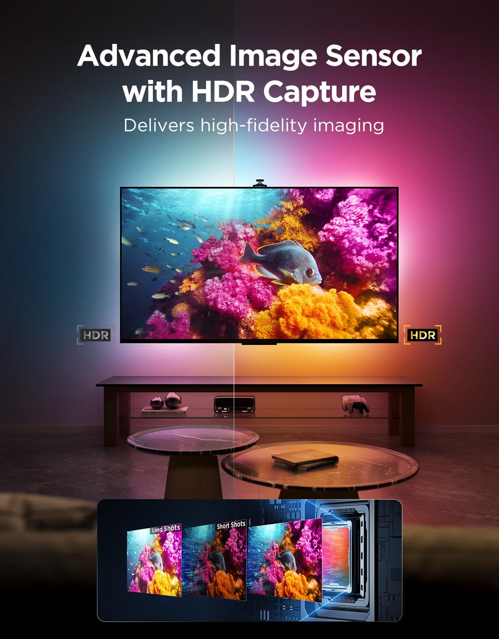 Govee TV Backlight 3 Pro with HDR Triple Camera, 16.4ft 5-in-1 RGBWWIC LED Strip Lights That Change with 75-85 Inch TVs, 75LEDs/m, Supports AI Filter, Smart App and Voice Control, DreamView Sync