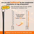 4 Pack 10Ft String Light Poles, Metal Poles with Fork for Outside Lights,Outdoor Metal Light Stand with Fence Brackets Hanging Lights for Garden Patio Wedding Backyard (4 PACK-Upgraded Version)