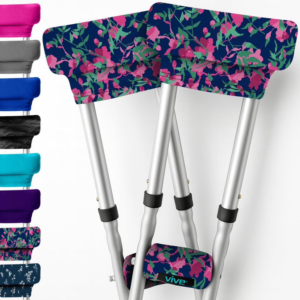 Vive Premium Crutch Pads & Hand Grips - Comfortable, Breathable, Machine Washable Padding - Moisture Wicking & Odor Reducing Pillow Accessory Covers for Adult & Youth Walking Crutches