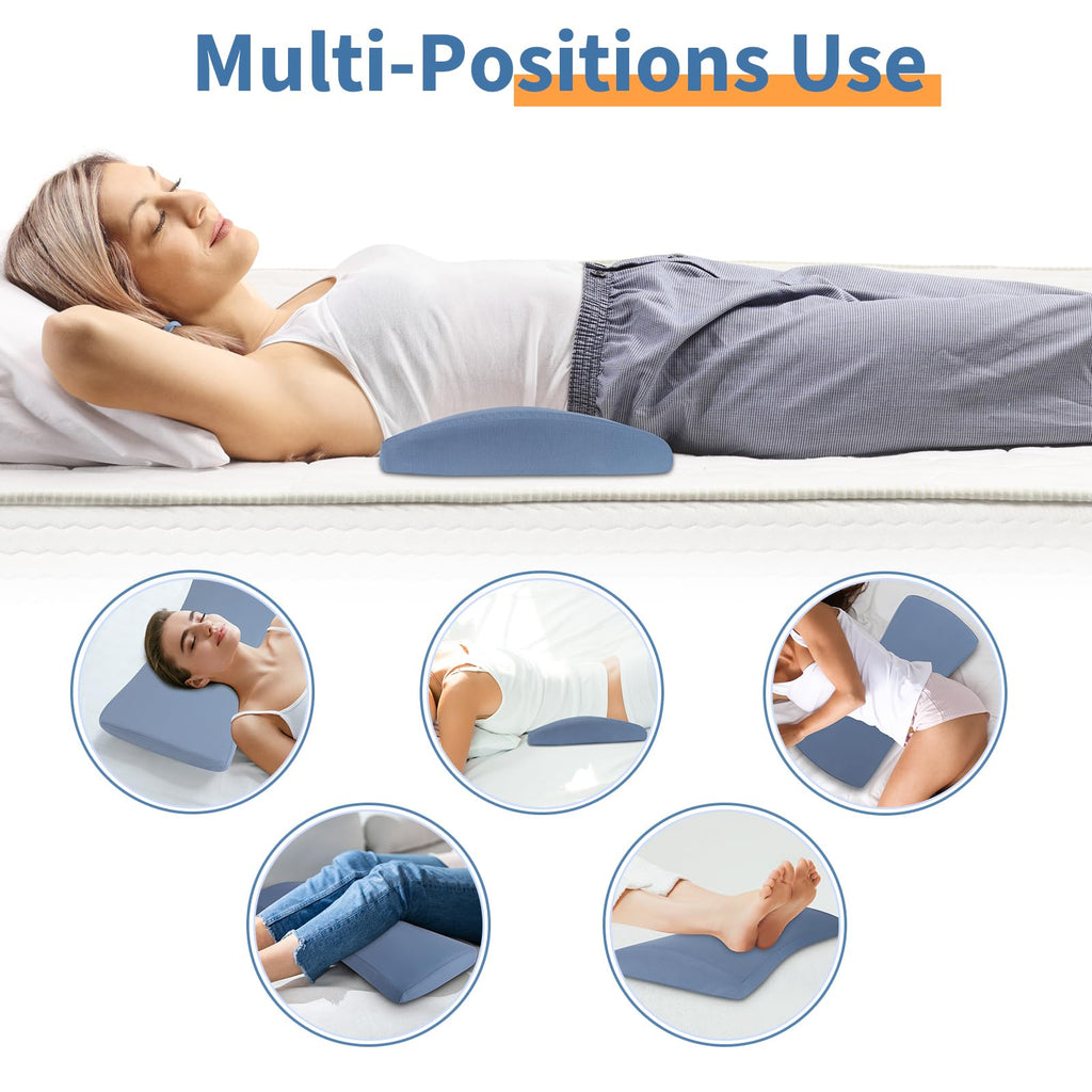 Lumbar Support Pillow for Bed Relief Back Pain: Lower Back Pillow for Sleeping - Memory Foam Waist Pillow - Back Wedge Bolster Pillow for Side, Back&Stomach Sleepers - Bed Rest Cushions for Car, Sofa