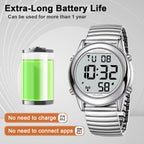 Hearkent Atomic Digital Talking Watch for Elderly Receives US Signals Automatic Time and Date Correction Big Numbers Easy to See Loud and Clear Male English Speaking