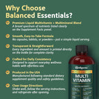 Wellgenix Balanced Essentials Liquid Multivitamin Dietary Supplement with Vitamins and Minerals – Berry Flavor – 32 fl oz