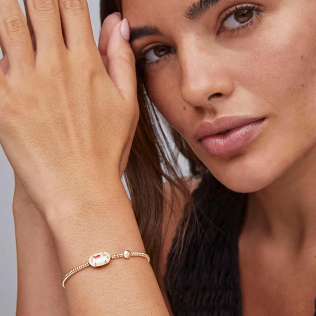 Kendra Scott Grayson Stretch Bracelet, 14k Gold Plated Brass, Mother-of-Pearl, Fashion Jewelry for Women